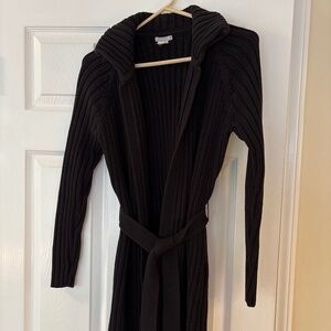 Jcrew long black tie cardigan